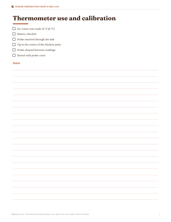 Preview of Printable Thermometer Checklist